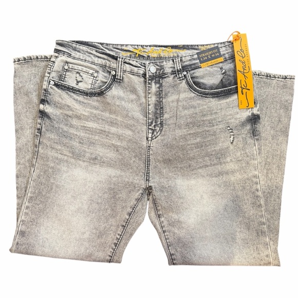 Tc & Co Los Angeles Men's Gray Straight Jeans - Picture 4 of 10